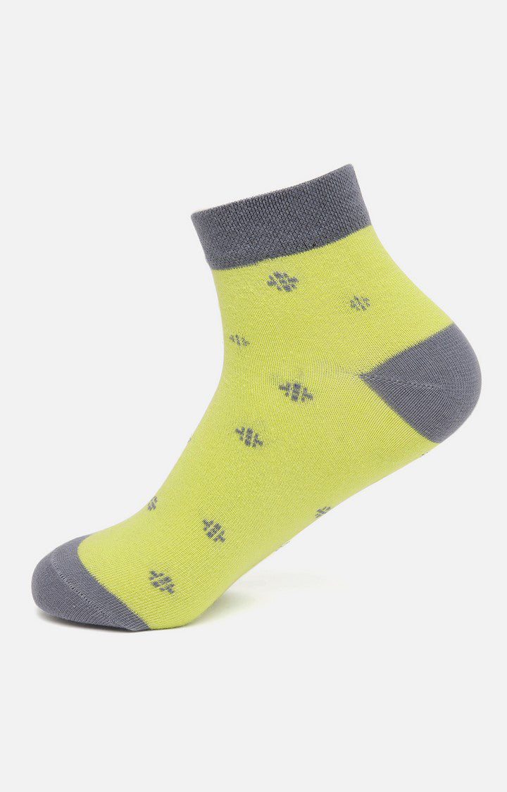 Men P Green-Grey Ankle Length (Non Terry) Single Pair Of Socks- Underjeans By Spykar