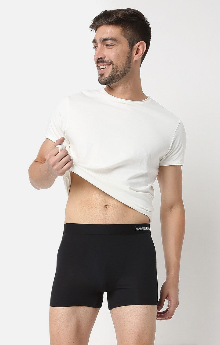 Men Black Micromodal Trunk- Underjeans By Spykar