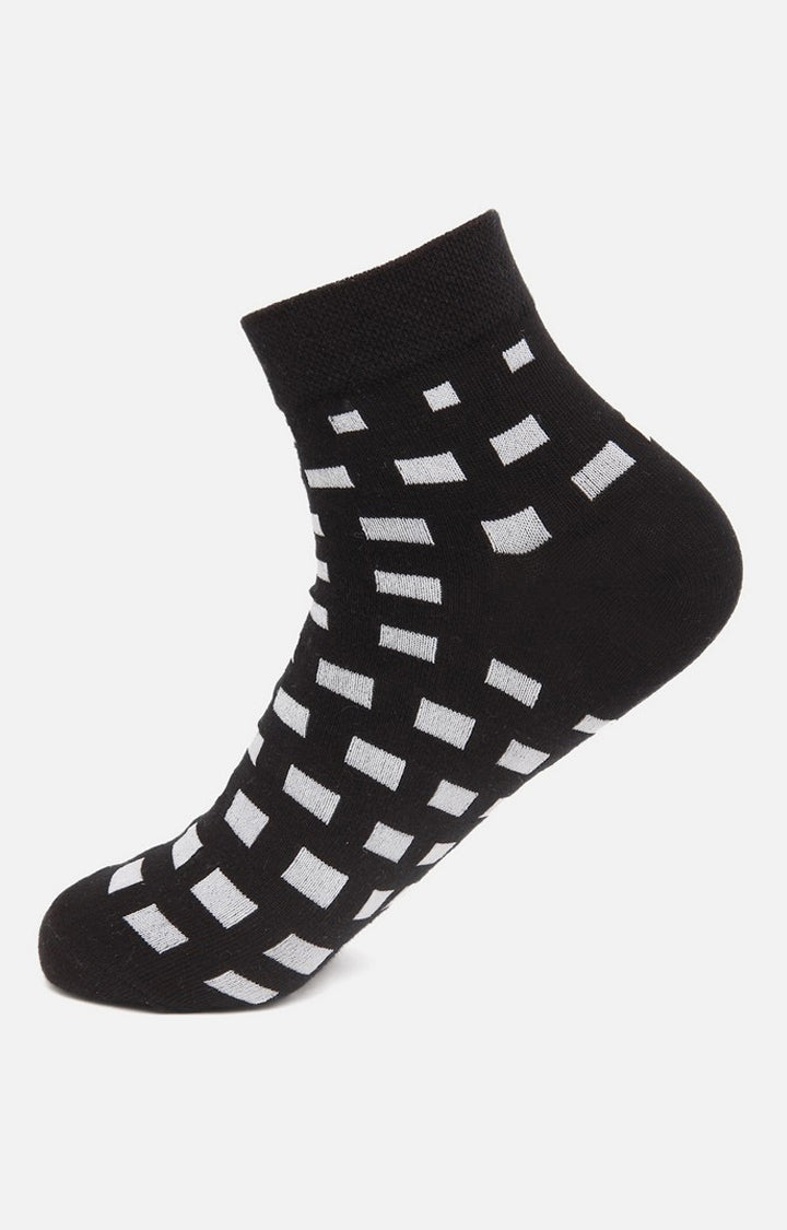 Men Premium Black White Ankle Length (Non Terry) Single Pair of Socks- UnderJeans by Spykar