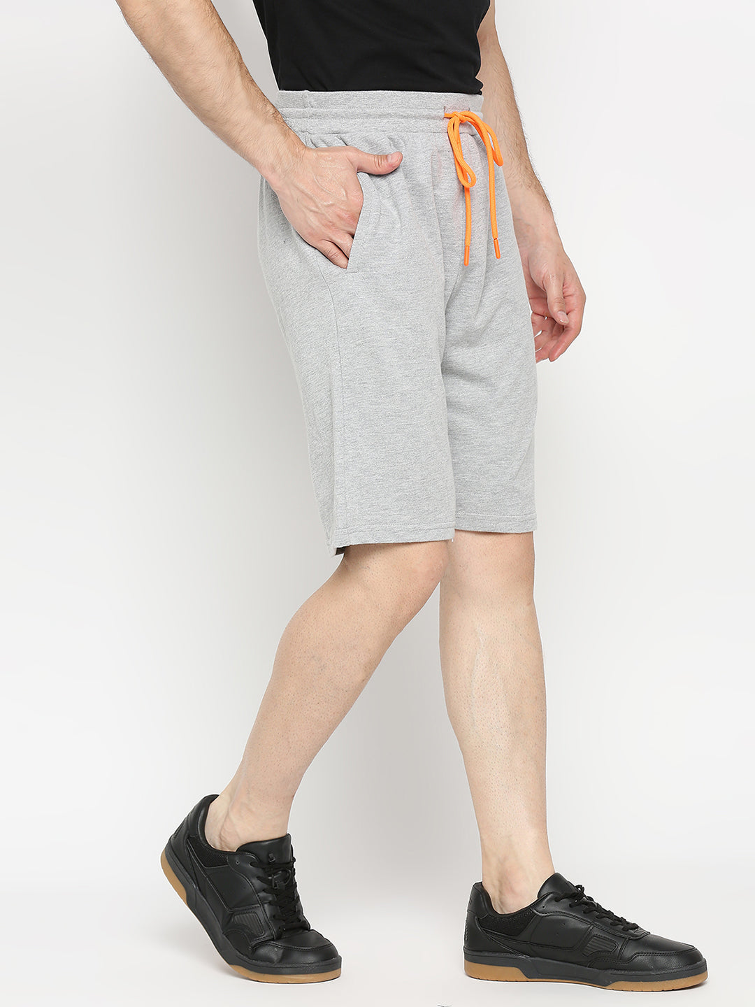 Men Grey Cotton Blend Shorts - Underjeans By Spykar