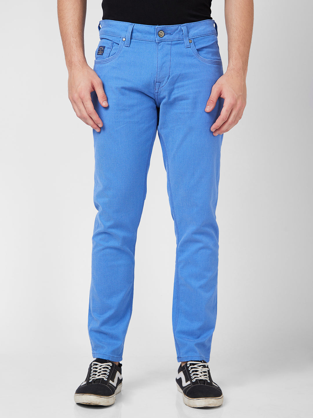 Spykar Mid Rise Slim Fit Tapered Length Blue Jeans For Men