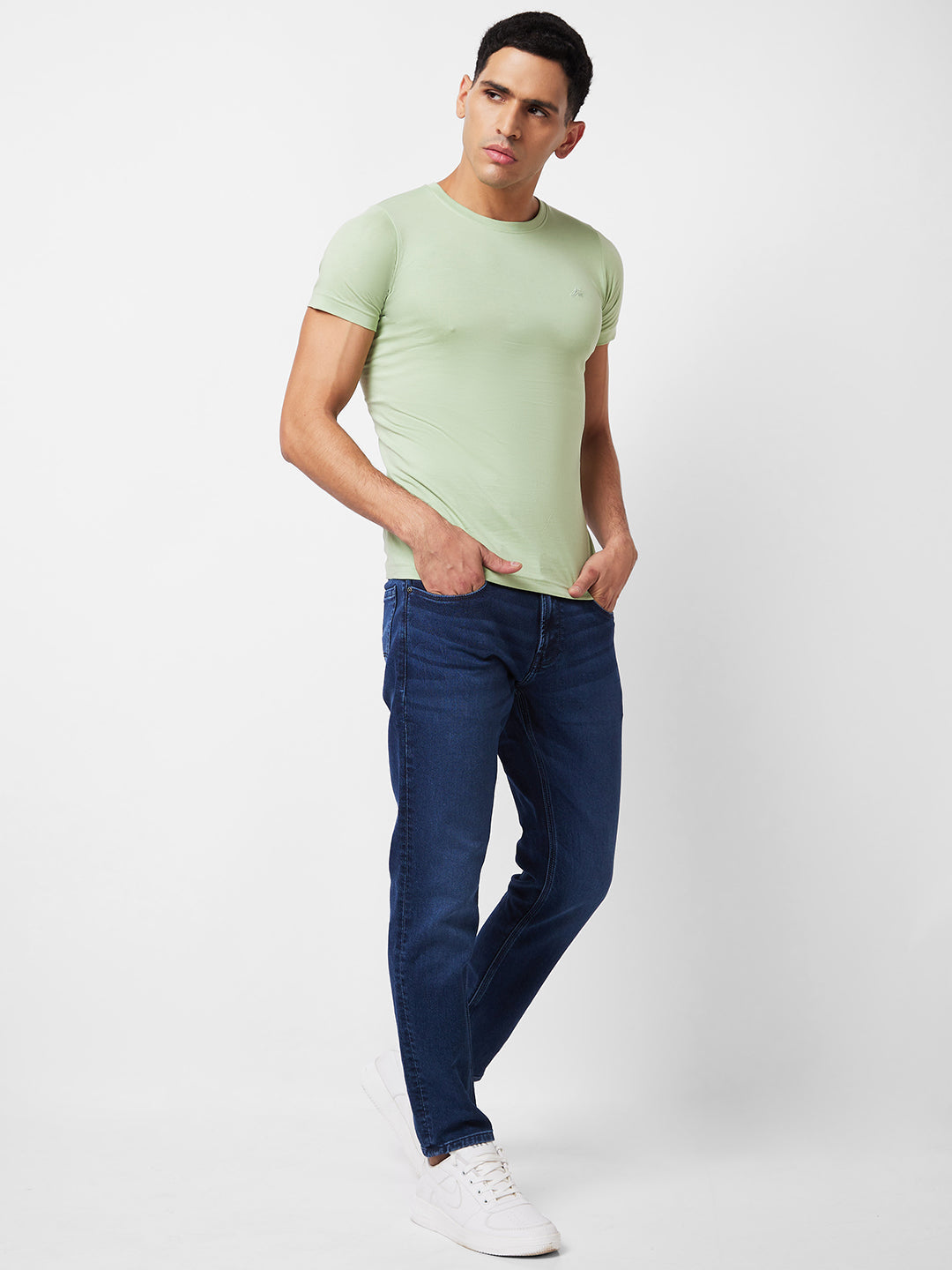 Spykar Mid Rise Slim Fit Blue Jeans For Men
