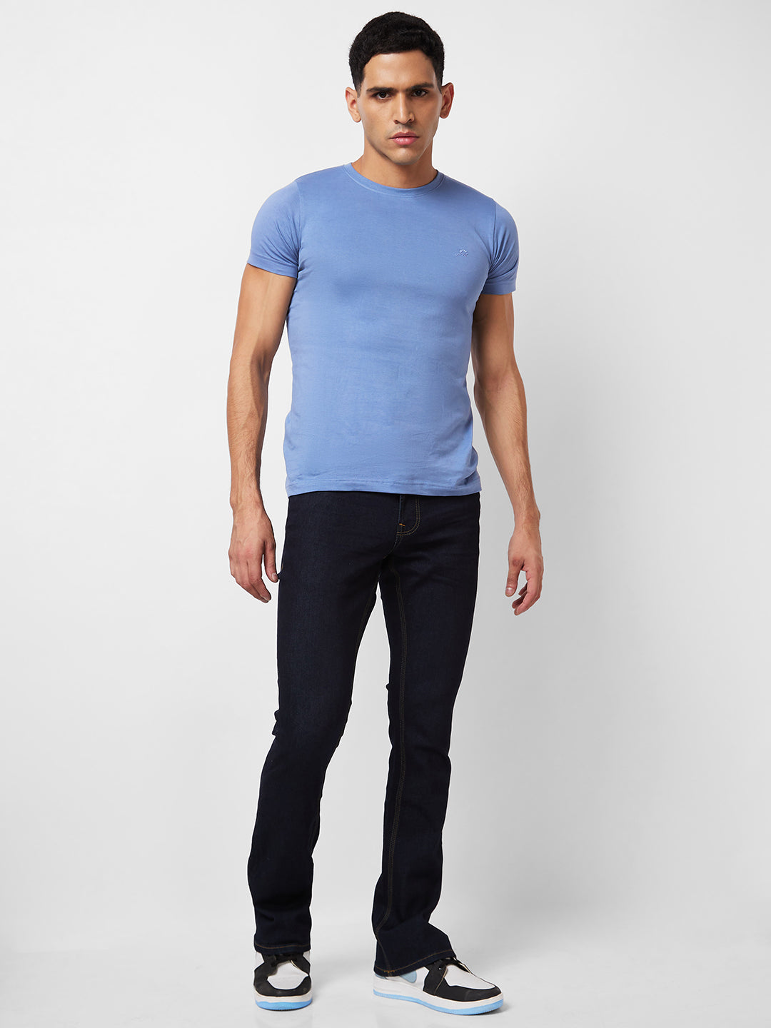Spykar Mid Rise Bootcut Fit Blue Jeans For Men