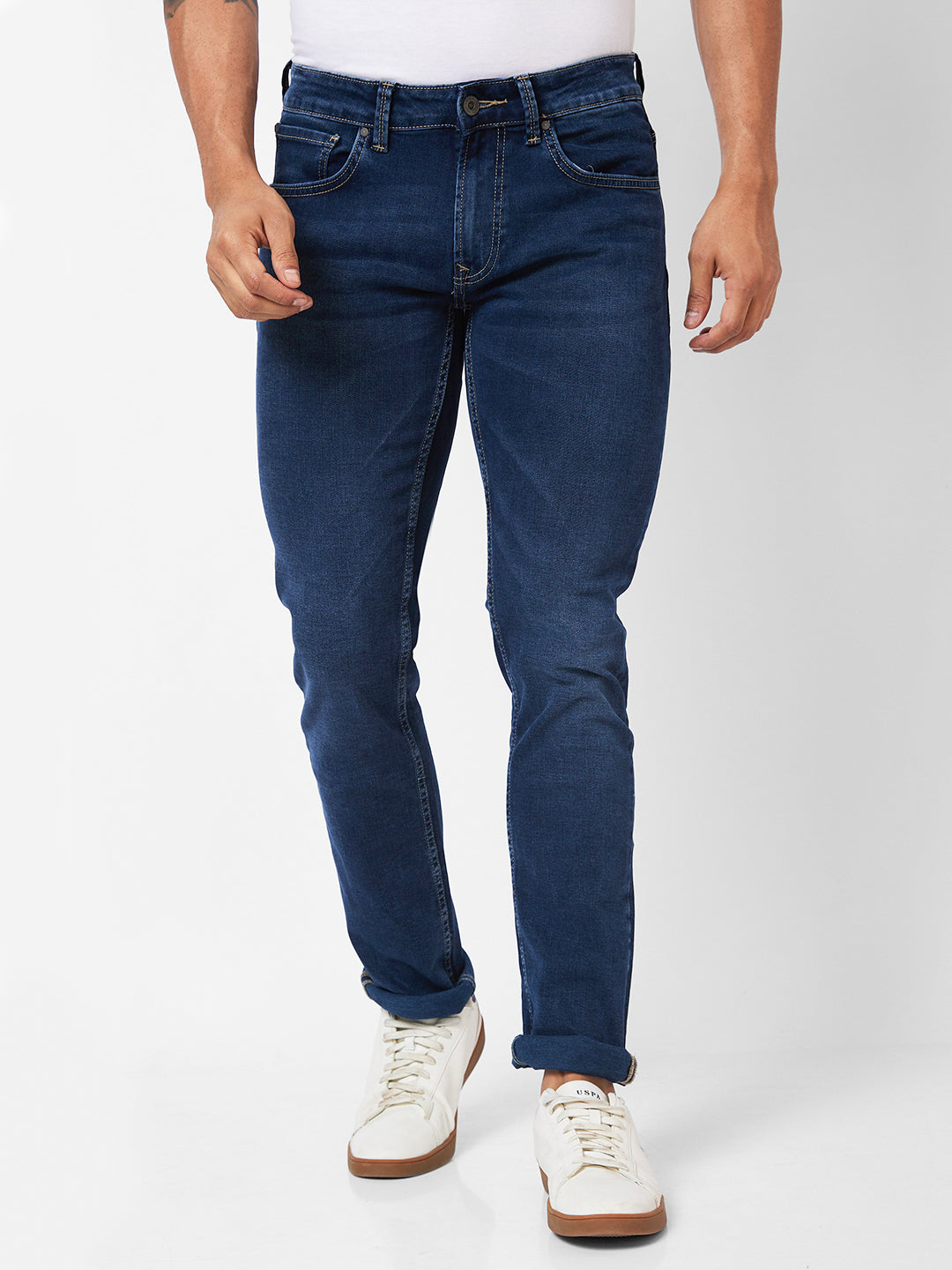 Spykar Mid-Rise Regular Fit Blue Jeans For Men