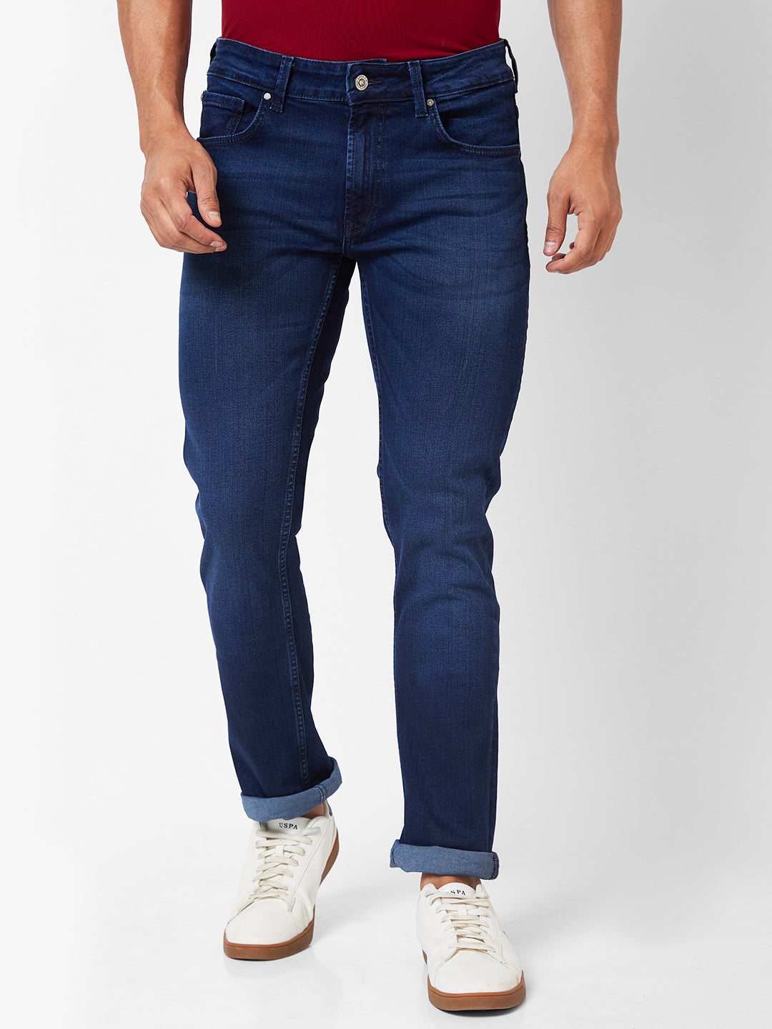 Spykar Mid-Rise Regular Fit Blue Jeans For Men