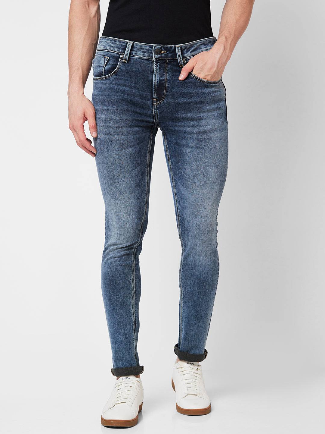 Spykar Low Rise Slim Fit Grey Jeans For Men