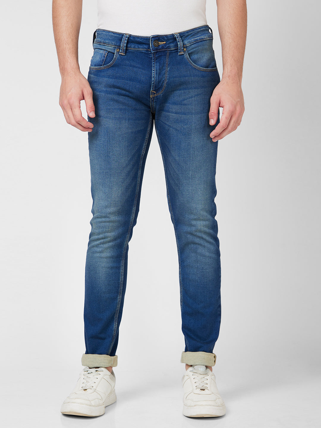 Spykar Low Rise Slim Fit Narrow Length Blue Jeans For Men