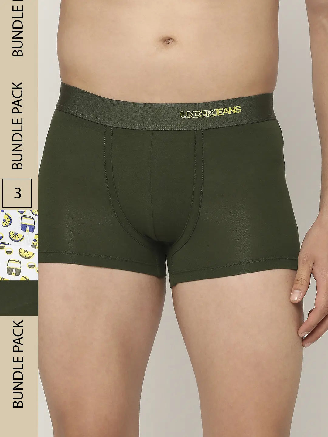 Men Assorted Cotton Blend Printed Trunk - Pack Of 3- Underjeans By Spykar