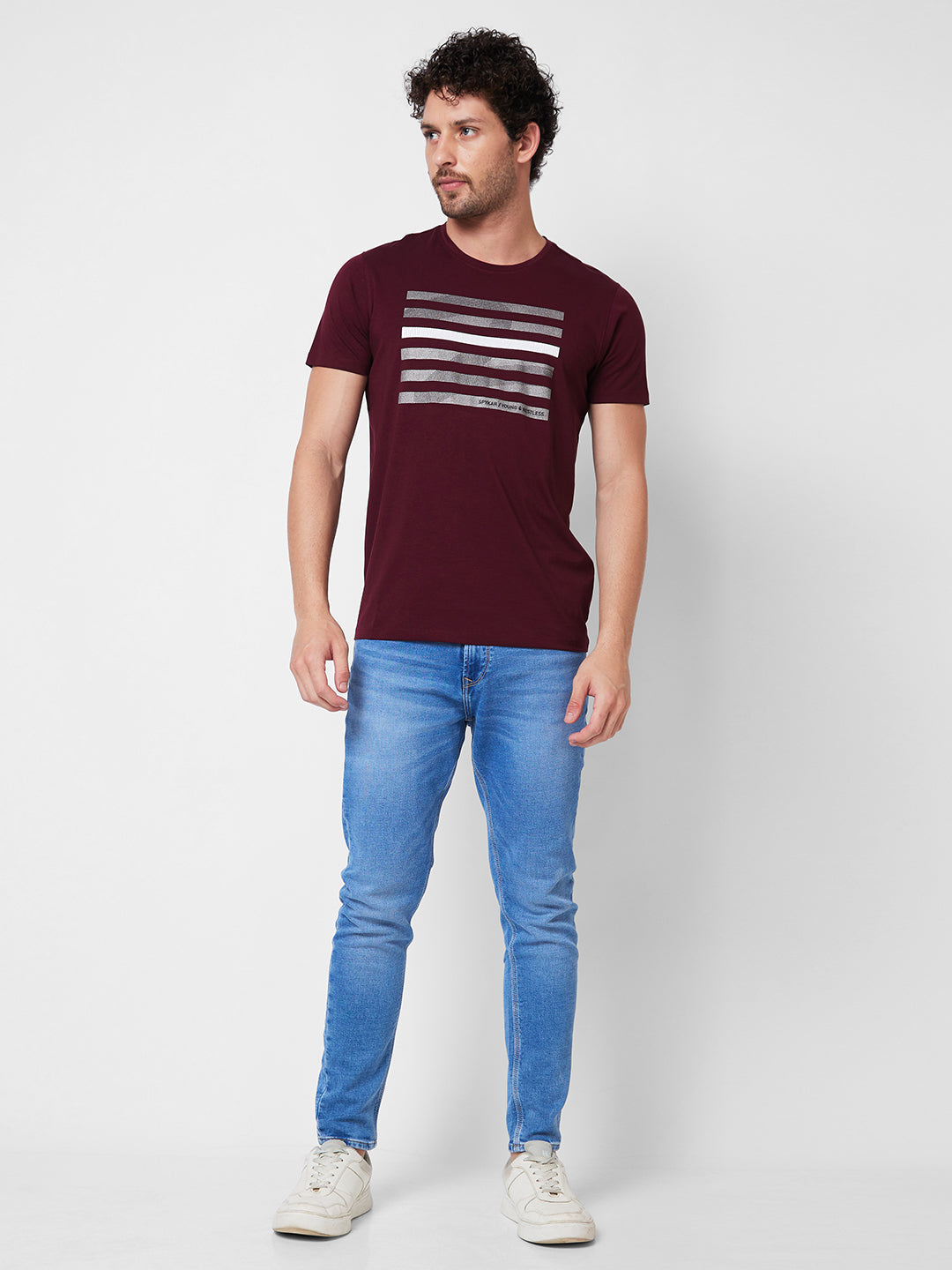 Spykar ROUND NECK HALF SLEEVES Red T-shirt  For Men