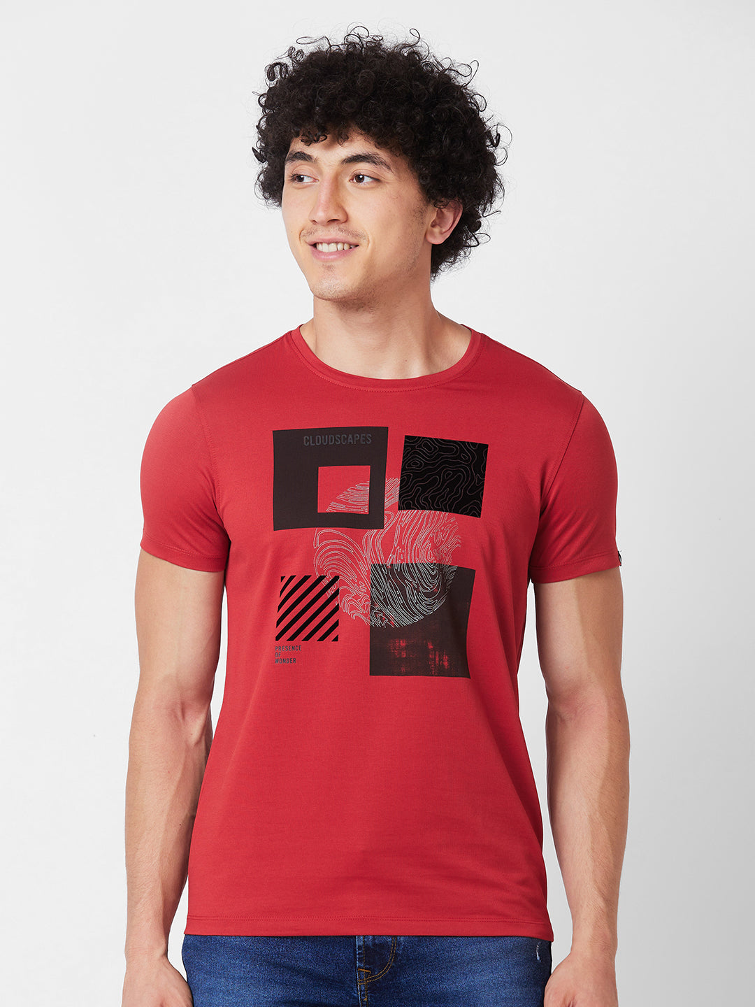 Spykar ROUND NECK HALF SLEEVES Orange T-shirt  For Men