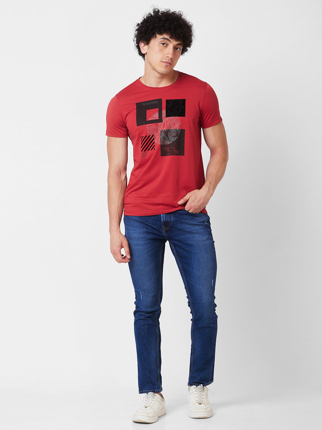 Spykar ROUND NECK HALF SLEEVES Orange T-shirt  For Men
