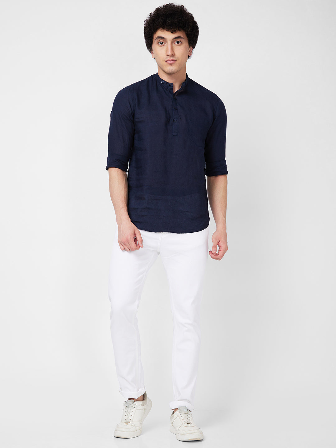 Spykar Blue SOLID FULL SLEEVE Shirt For Men