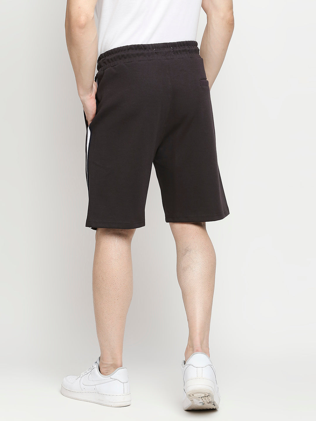 Men Cotton Blend Knitted Slate Grey Shorts- Underjeans by Spykar