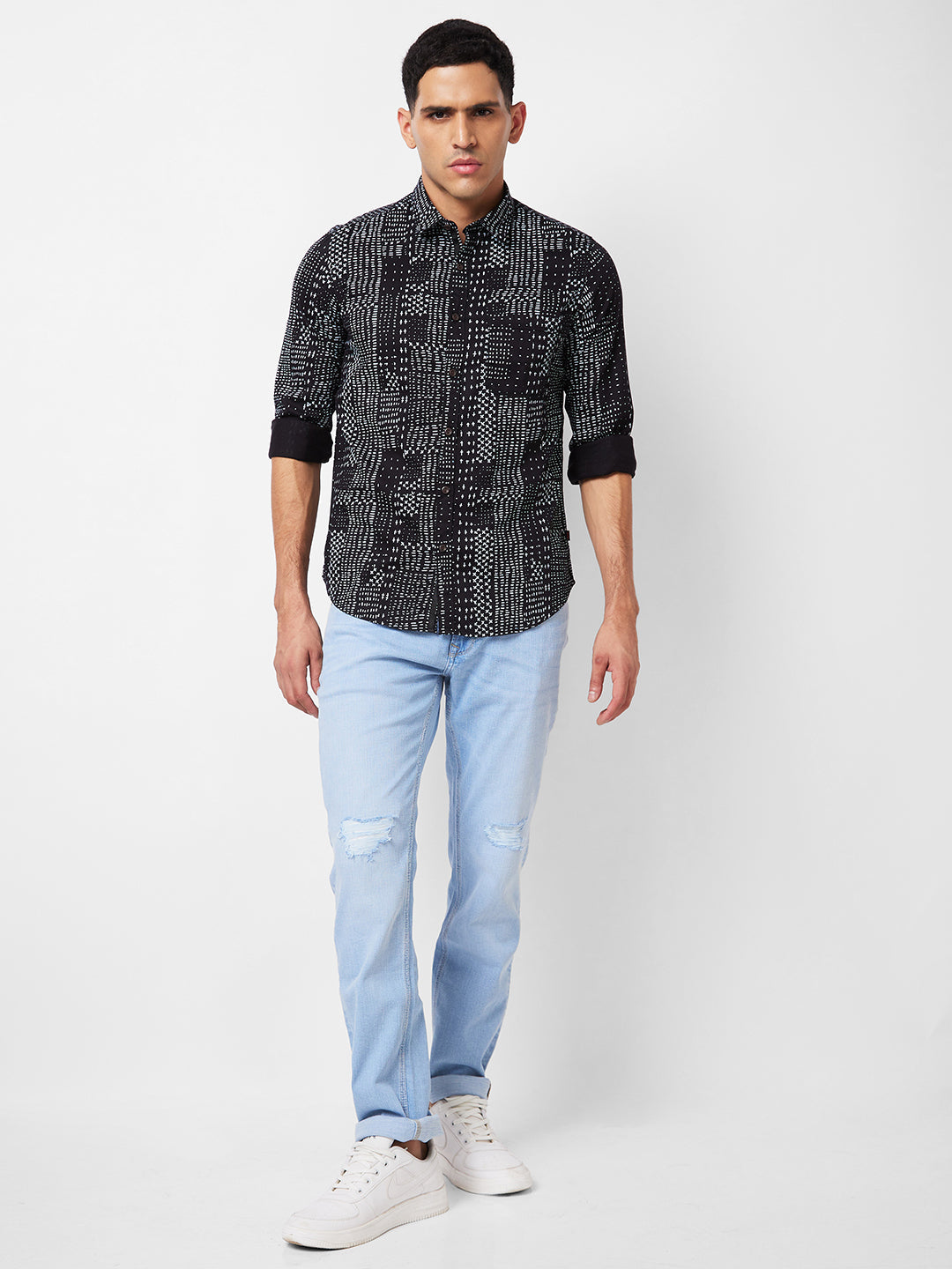 Spykar Black Printed Shirt For Men