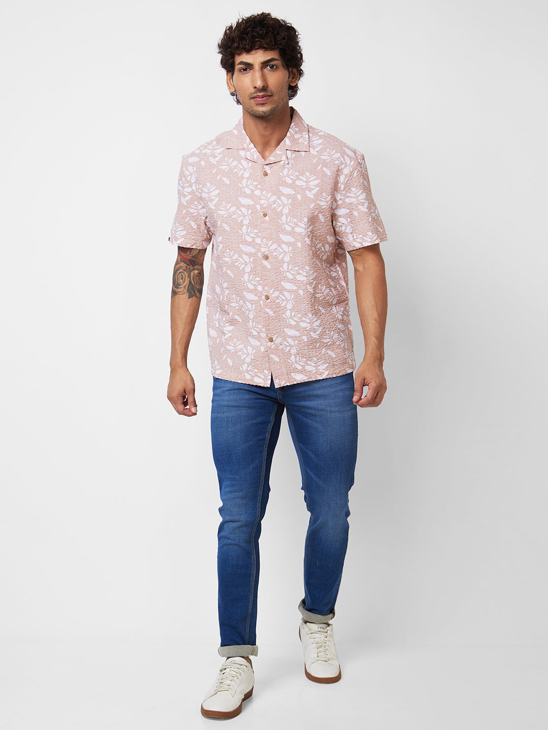 Spykar Pink PRINTED HALF SLEEVE Shirt For Men