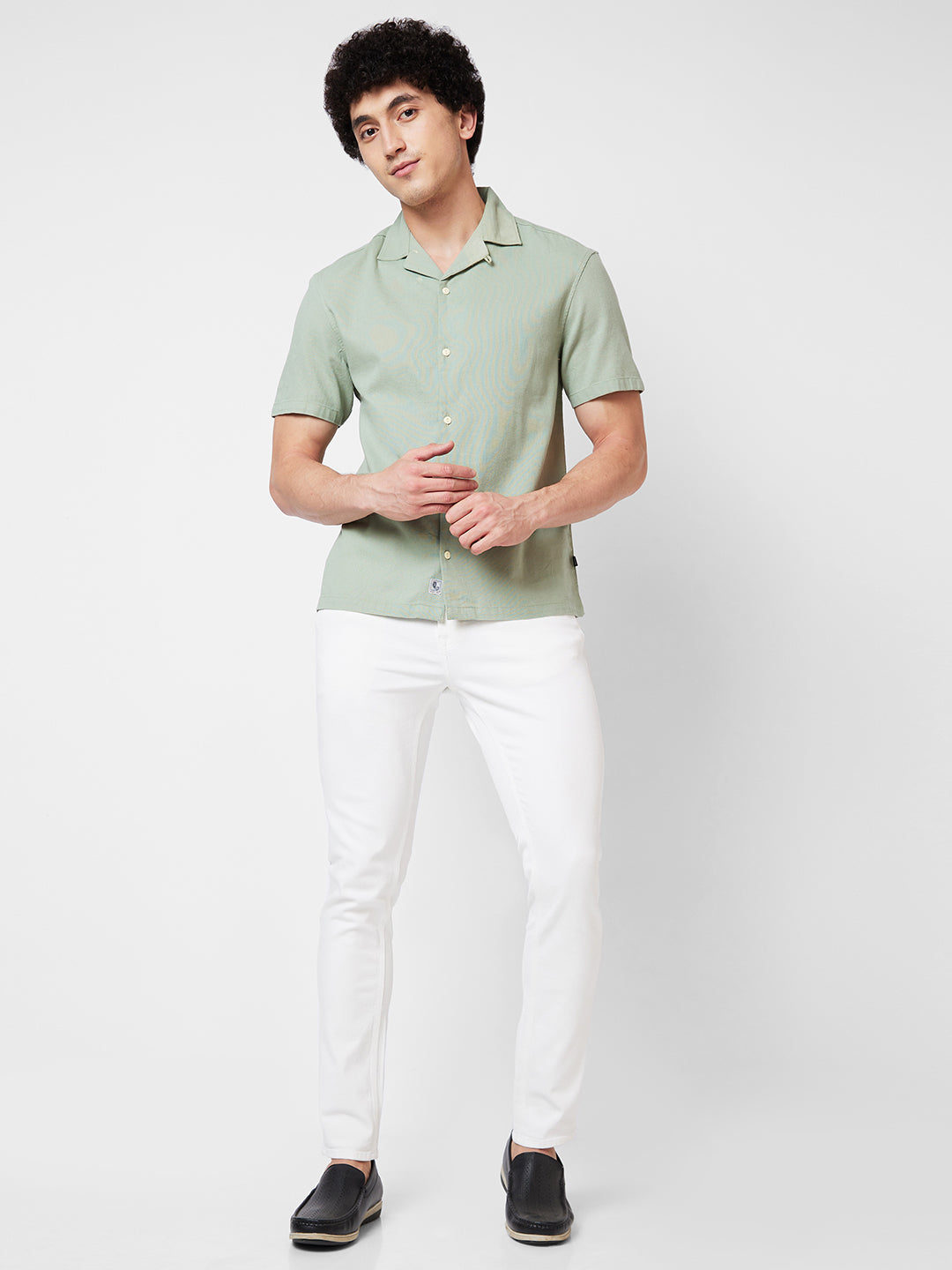 Spykar Green SOLID HALF SLEEVE Shirt For Men
