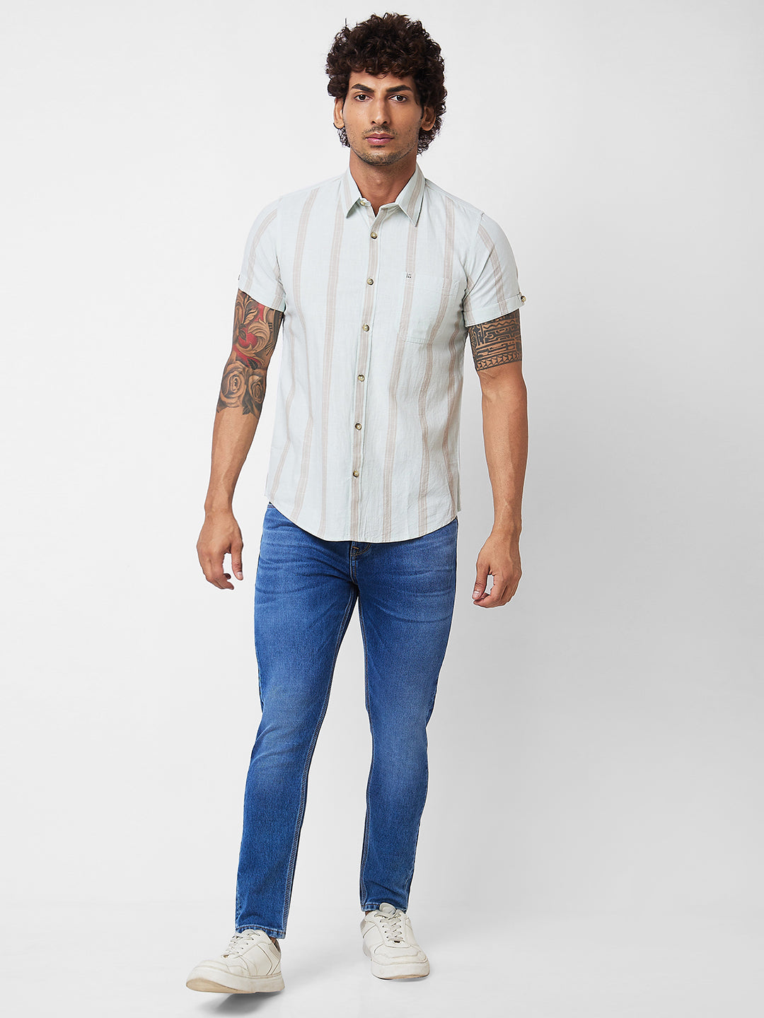 Spykar Green PRINTED HALF SLEEVE Shirt For Men
