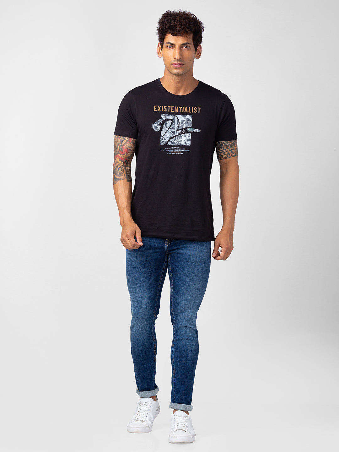 Spykar Men Dark Blue Cotton Super Slim Fit Tapered Length Jeans (Super Skinny)