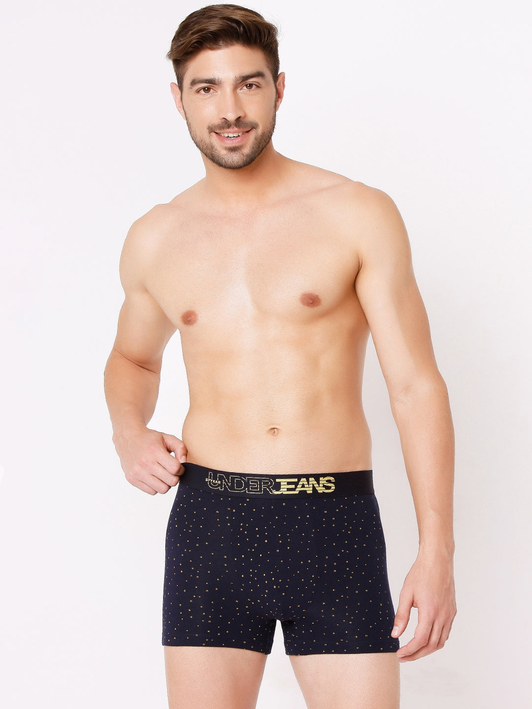 Men Cotton Blend Trunk Pack Of 2- Underjeans By Spykar