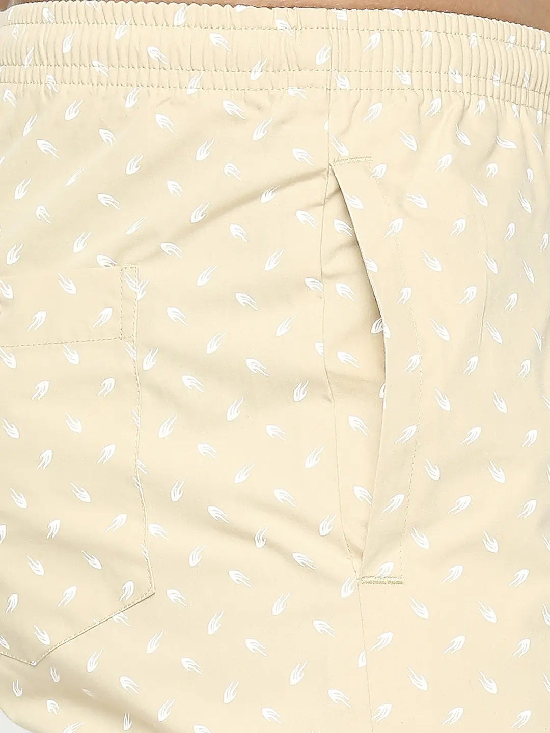 Men Cotton Printed Beige Pyjama- Underjeans By Spykar