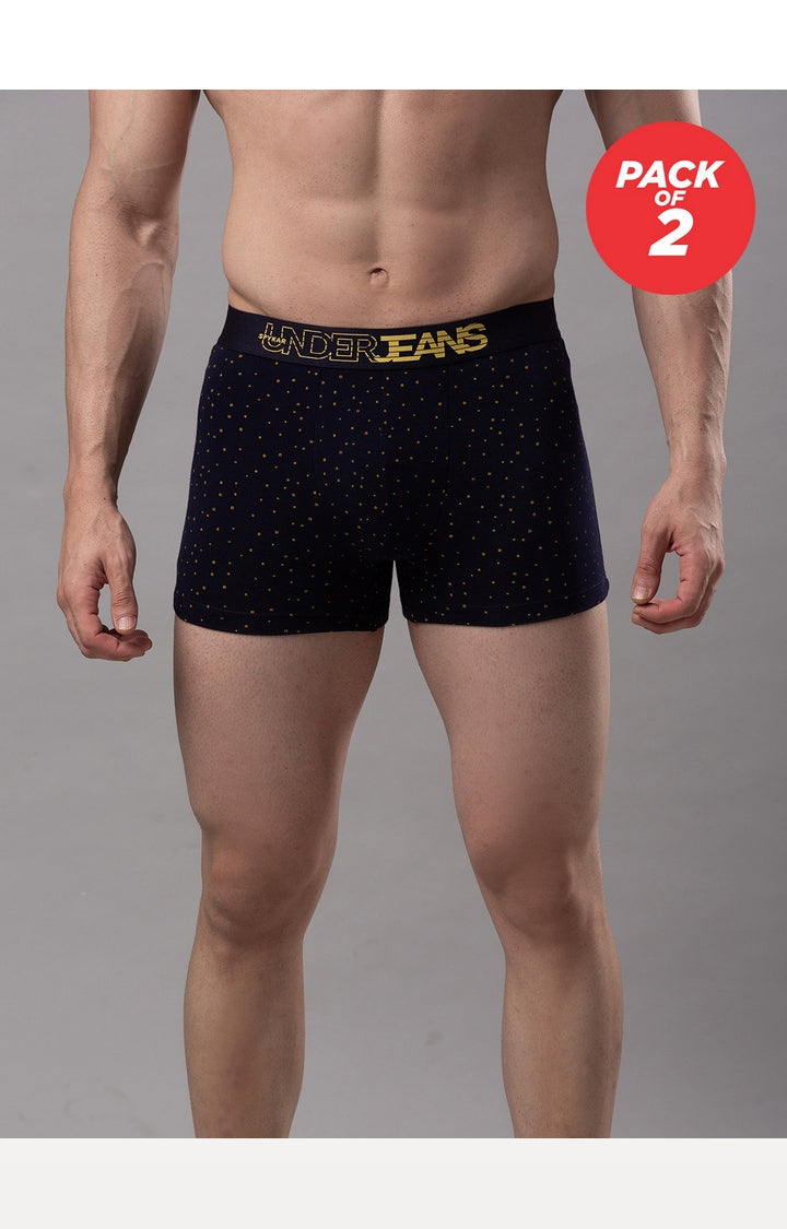 Men Cotton Blend Trunk Pack Of 2- Underjeans By Spykar