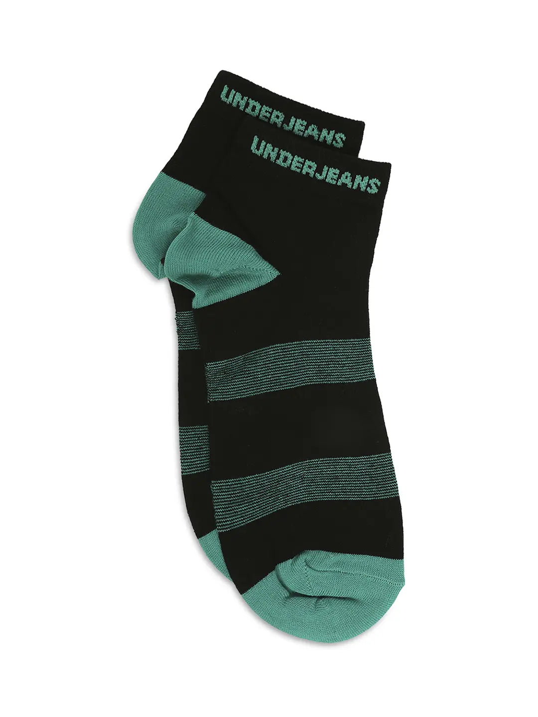 Men Premium Black Royal Blue & Sea Green Ankle Length Socks - Pack Of 2- Underjeans by Spykar