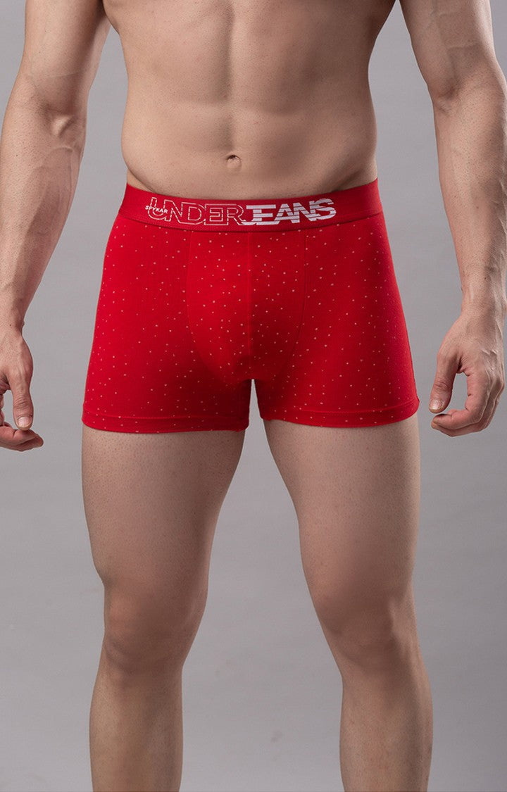 Red Cotton Trunk For Men - Underjeans By Spykar