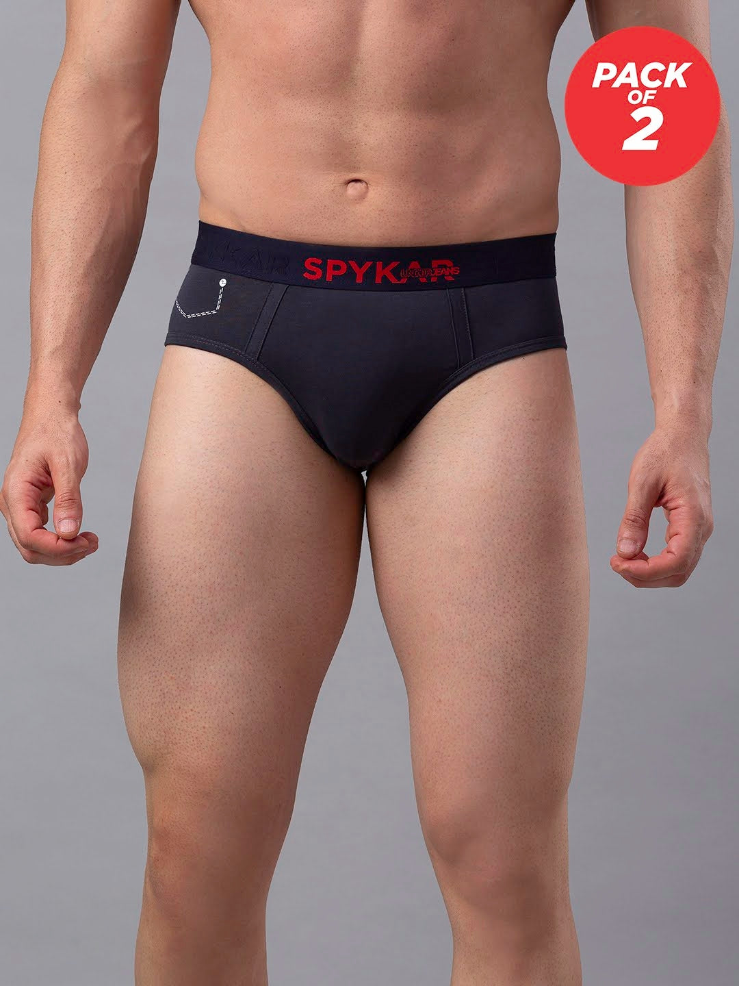 Men Cotton Blend Brief Pack Of 2- Underjeans By Spykar