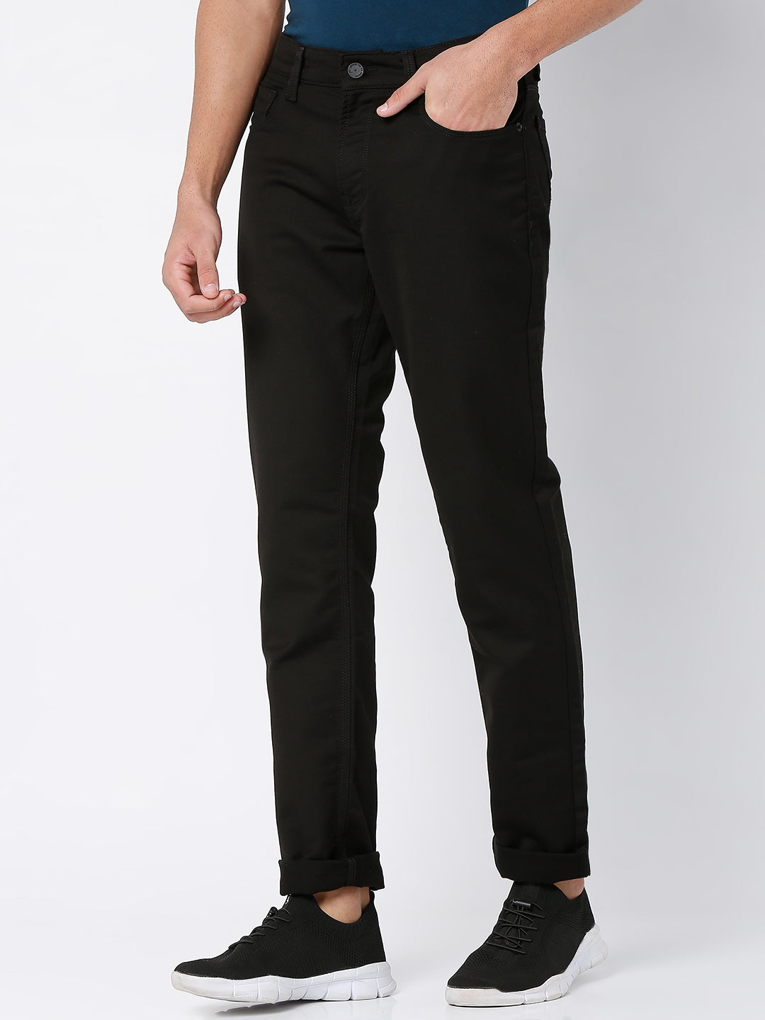 Spykar Black Cotton Comfort Fit Straight Length Jeans For Men (Ricardo)