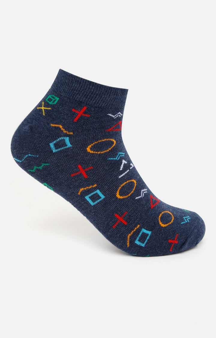 Spykar Blue & Black Cotton Ankle Length Socks (Pair Of 2)