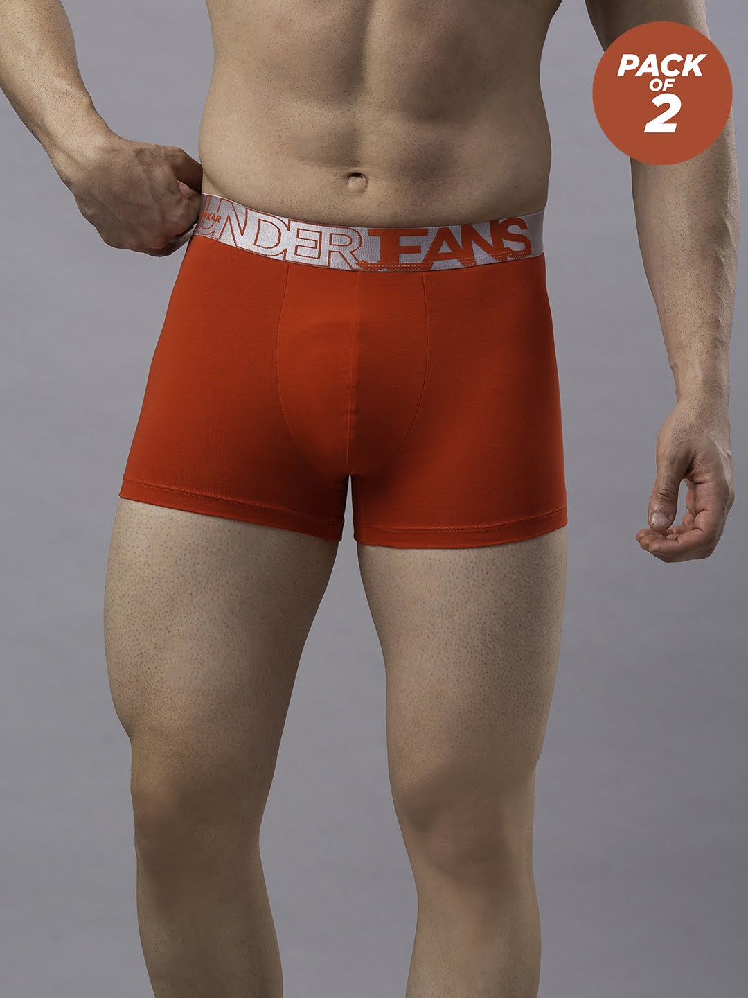 Underjeans By Spykar Men Cotton Blend Red Trunk - (Pack Of 2)