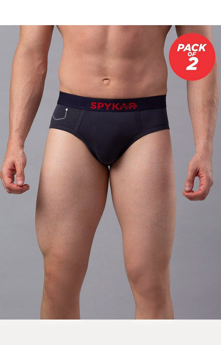 Men Cotton Blend Brief Pack Of 2- Underjeans By Spykar