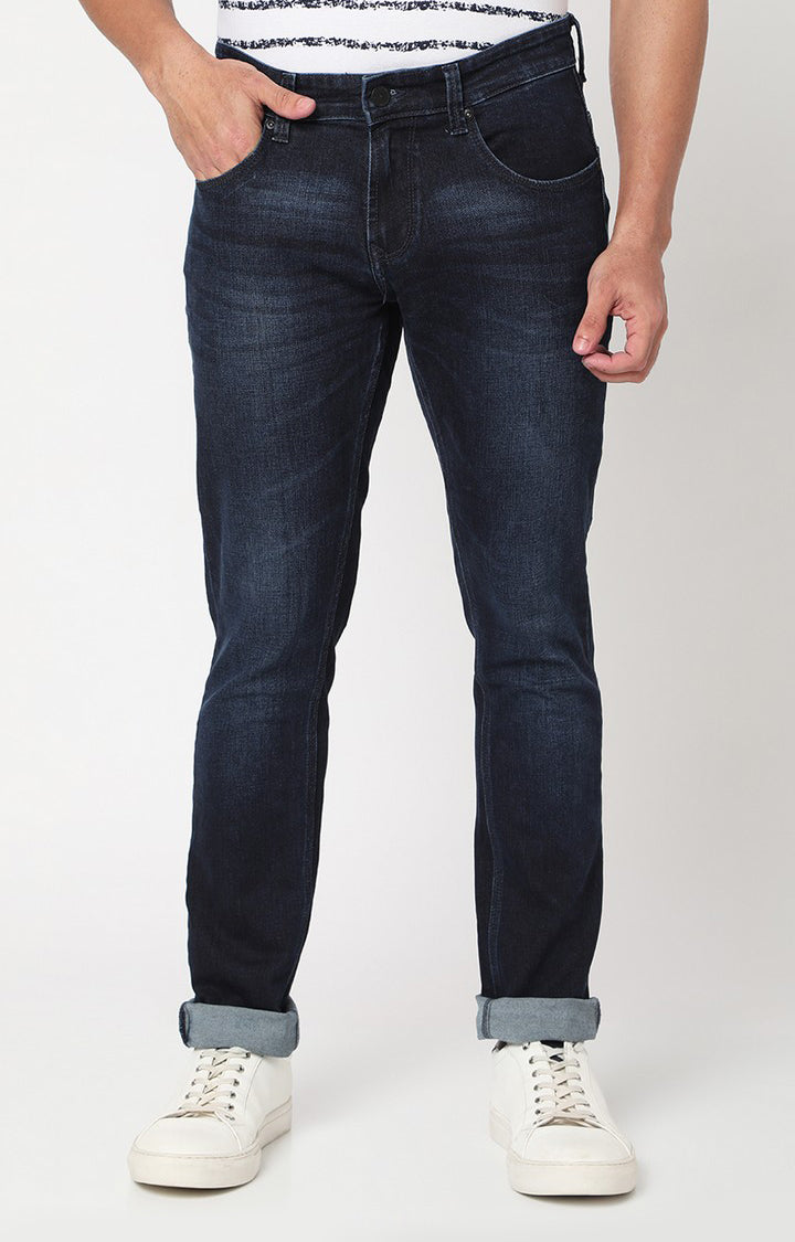 Spykar Men Dark Blue Cotton Slim Fit Narrow Length Jeans (Skinny)