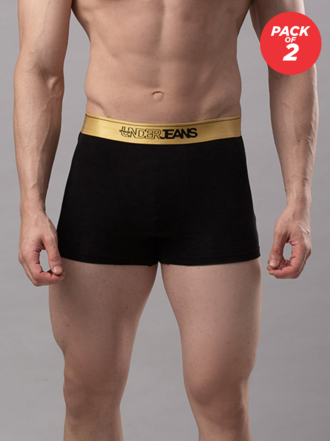 Underjeans By Spykar Men Cotton Blend Black Trunk - (Pack Of 2)