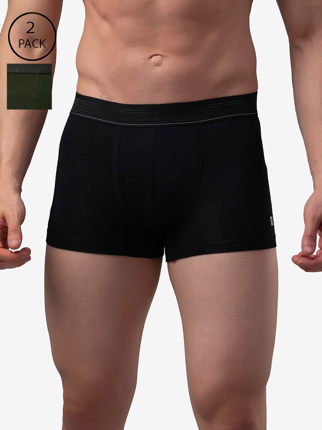 Men Cotton Blend Trunk Pack Of 2- Underjeans By Spykar