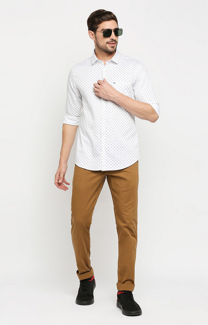 Spykar Men White Cotton Regular Fit Full Sleeve Casual Shirt
