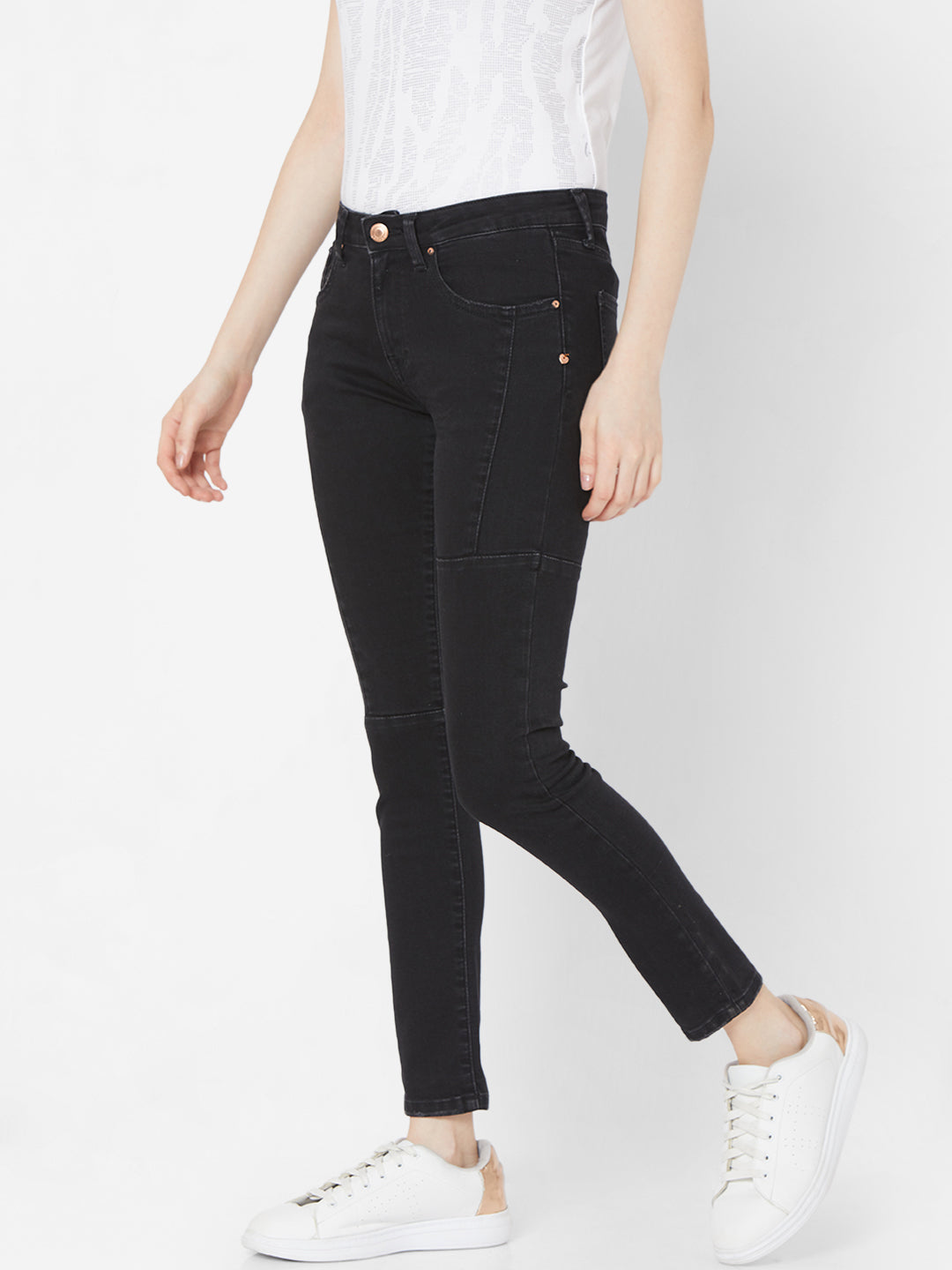 Spykar Women Black Cotton Skinny Fit Regular Length Jeans (Ynr)