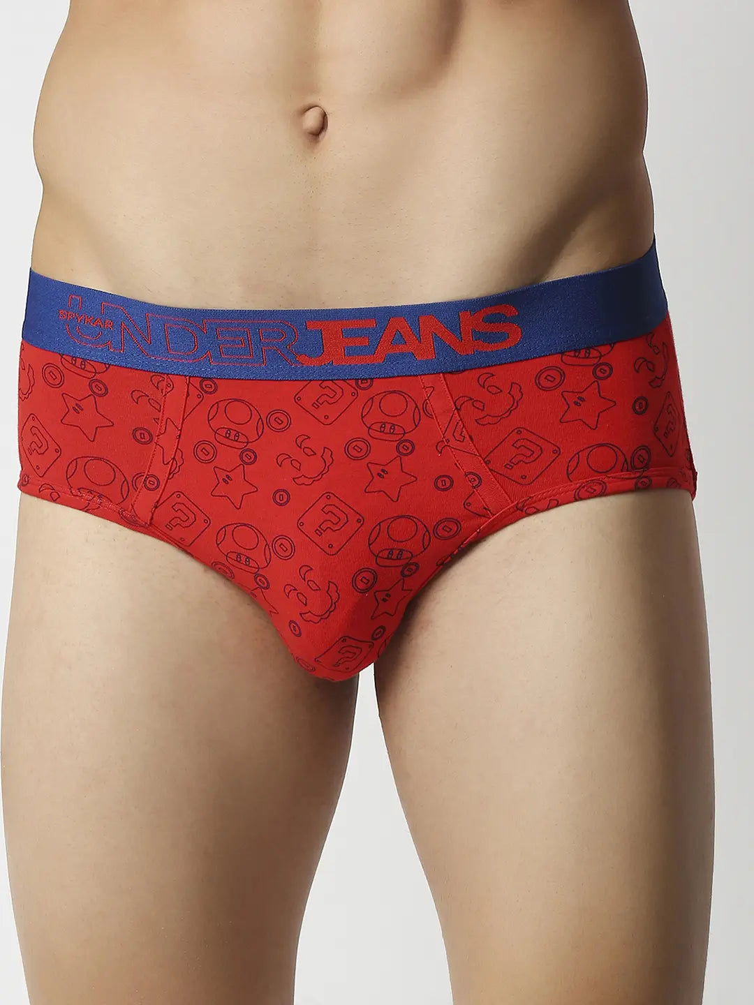 Men Assorted Cotton Blend Printed Brief - Pack Of 3- Underjeans By Spykar