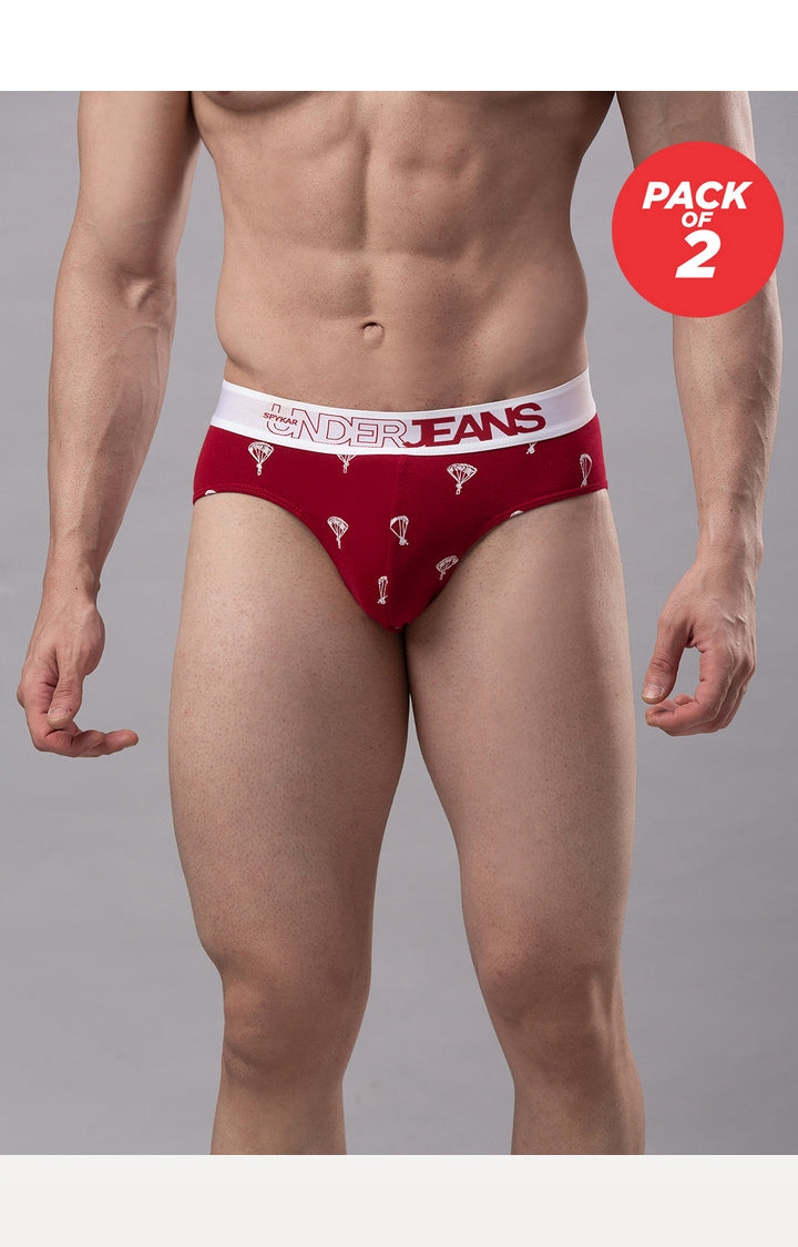 Men Cotton Blend Brief Pack Of 2- Underjeans By Spykar