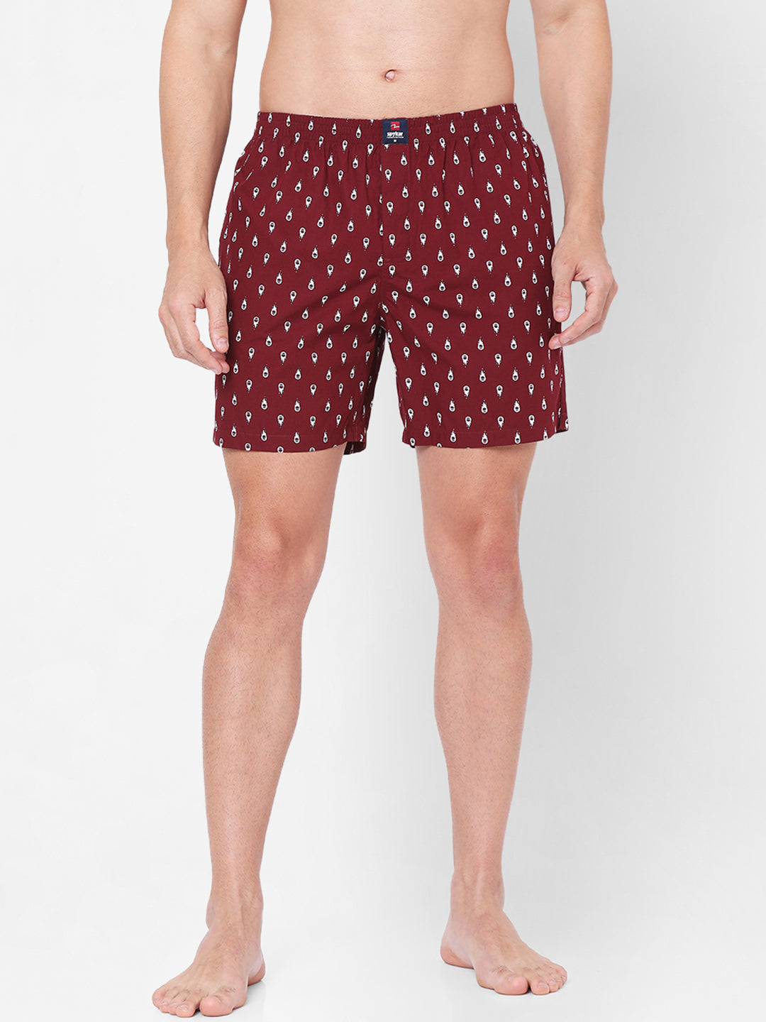 Men Maroon Cotton Boxers- Underjeans By Spykar