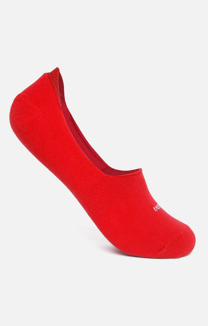 Men Red No Show Single Pair Of Socks- Underjeans By Spykar