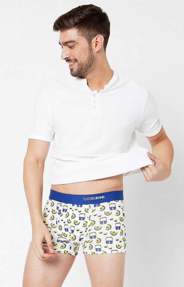 Underjeans By Spykar Men Blue Cotton Blend Printed Trunk