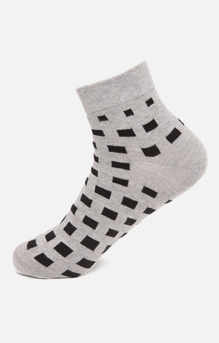Men Grey Black Ankle Length (Non Terry) Single Pair Of Socks- Underjeans By Spykar