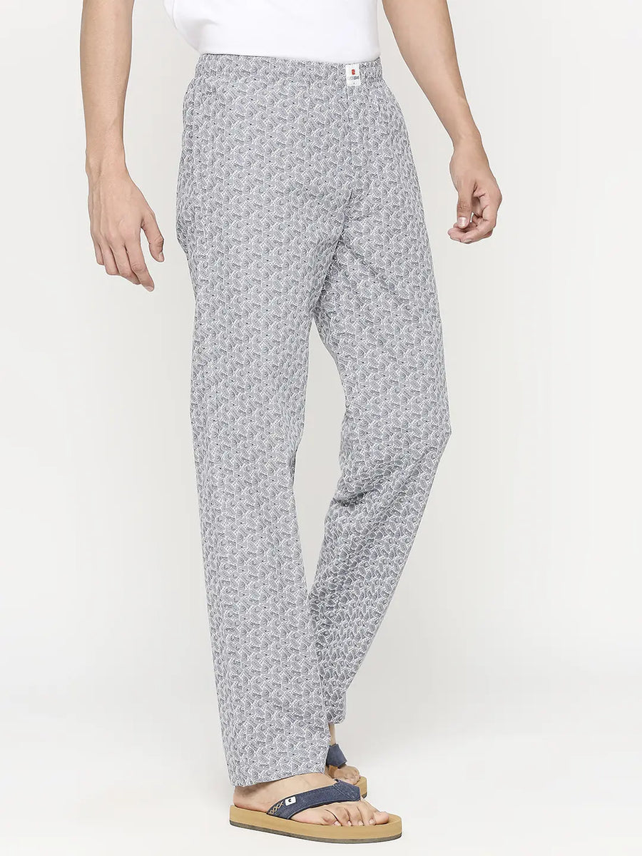 Men Grey White Cotton Regular Fit Pyjama Underjeans By Spykar