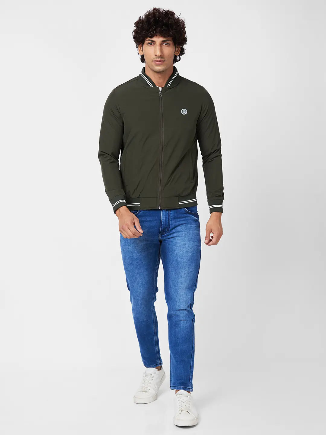 Men'S Shell Jacket With Contrast Rib Tipping & Br and ed Label At Chest