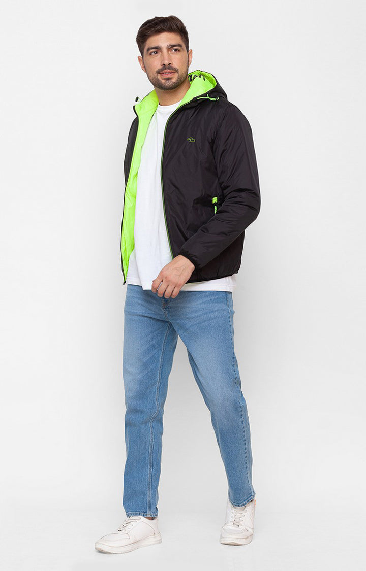 Spykar Jet Black Polyester Full Sleeve Casual Jacket For Men