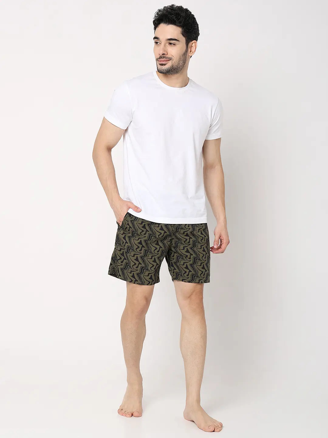 Underjeans By Spykar Men Black Cotton Blend Regular Fit Boxer Shorts