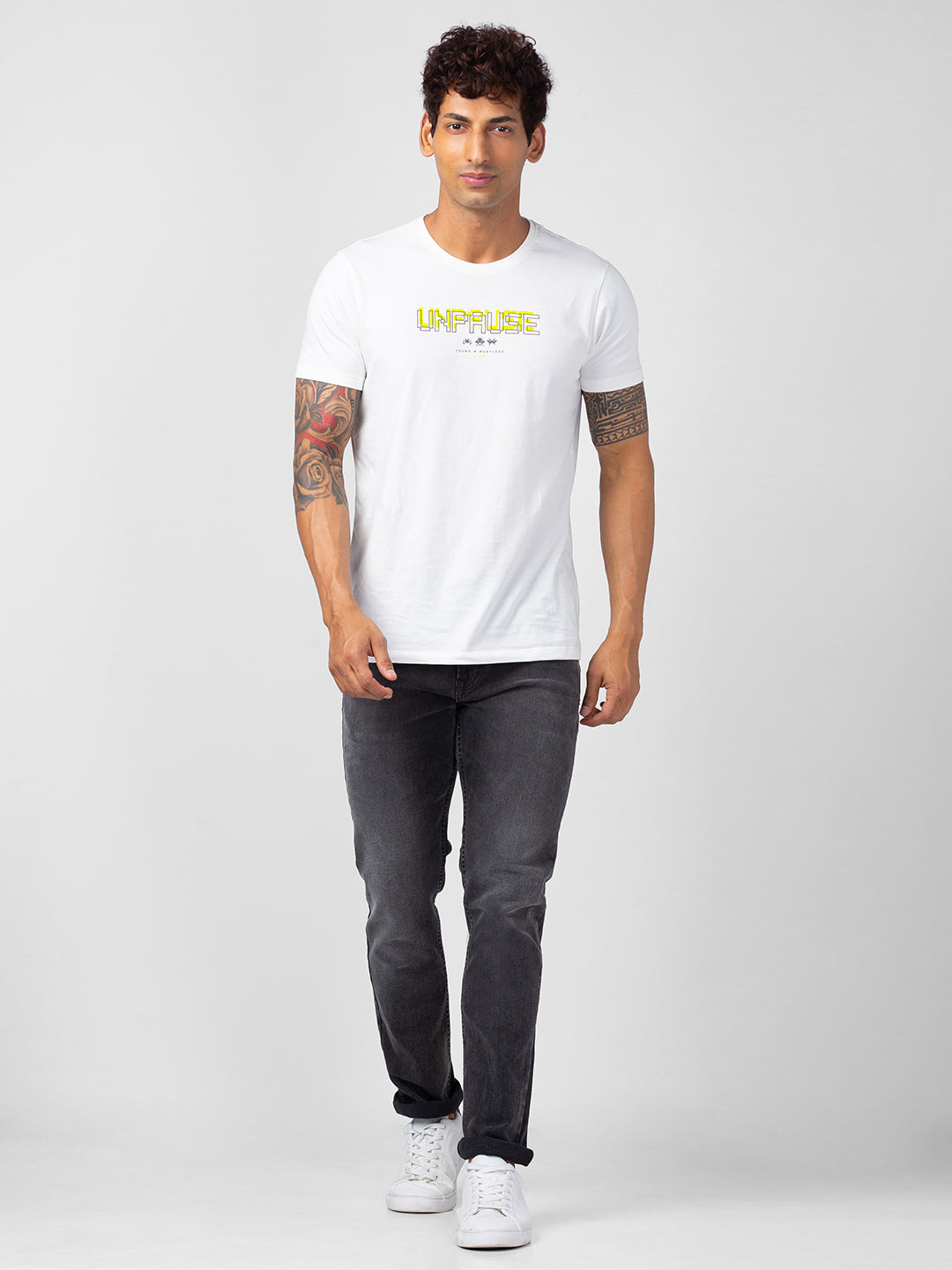 Spykar Men Dark Grey Cotton Comfort Fit Straight Length Jeans (Ricardo)