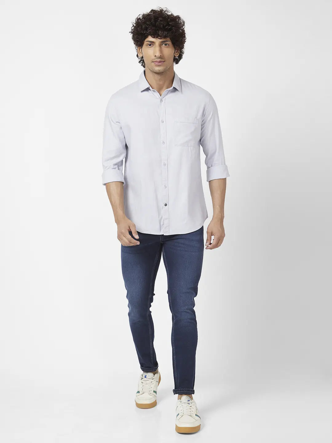 Spykar Men Dark Blue Cotton Stretch Super Slim Fit Tapered Length Clean Look Low Rise Jeans (Super Skinny)