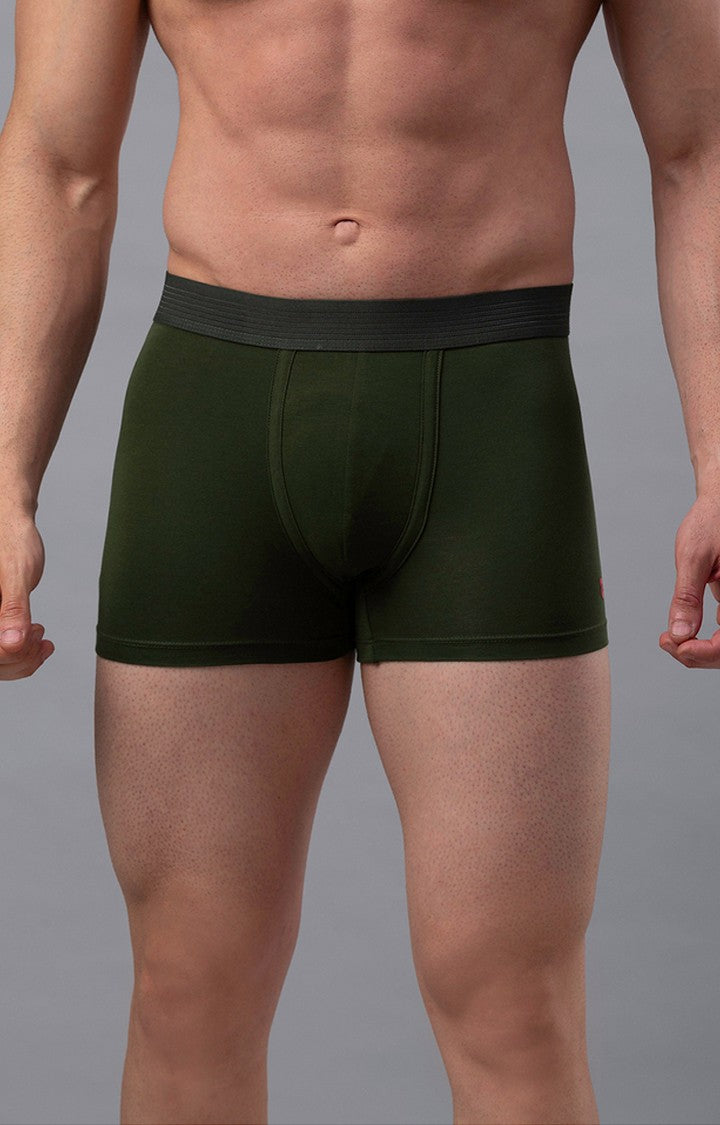 Olive Cotton Blend Trunk For Men - Underjeans By Spykar
